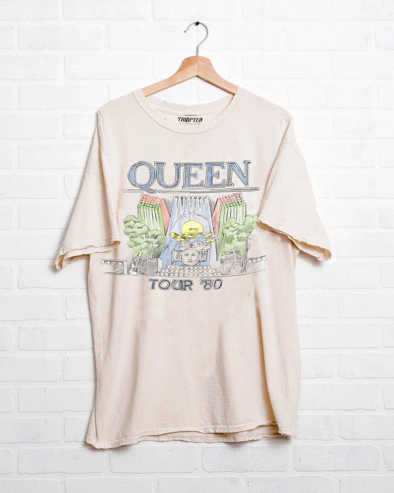 queen 1980 tour thrifted tee