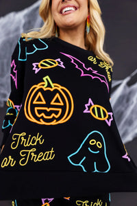 neon nights trick or treat sweatshirt