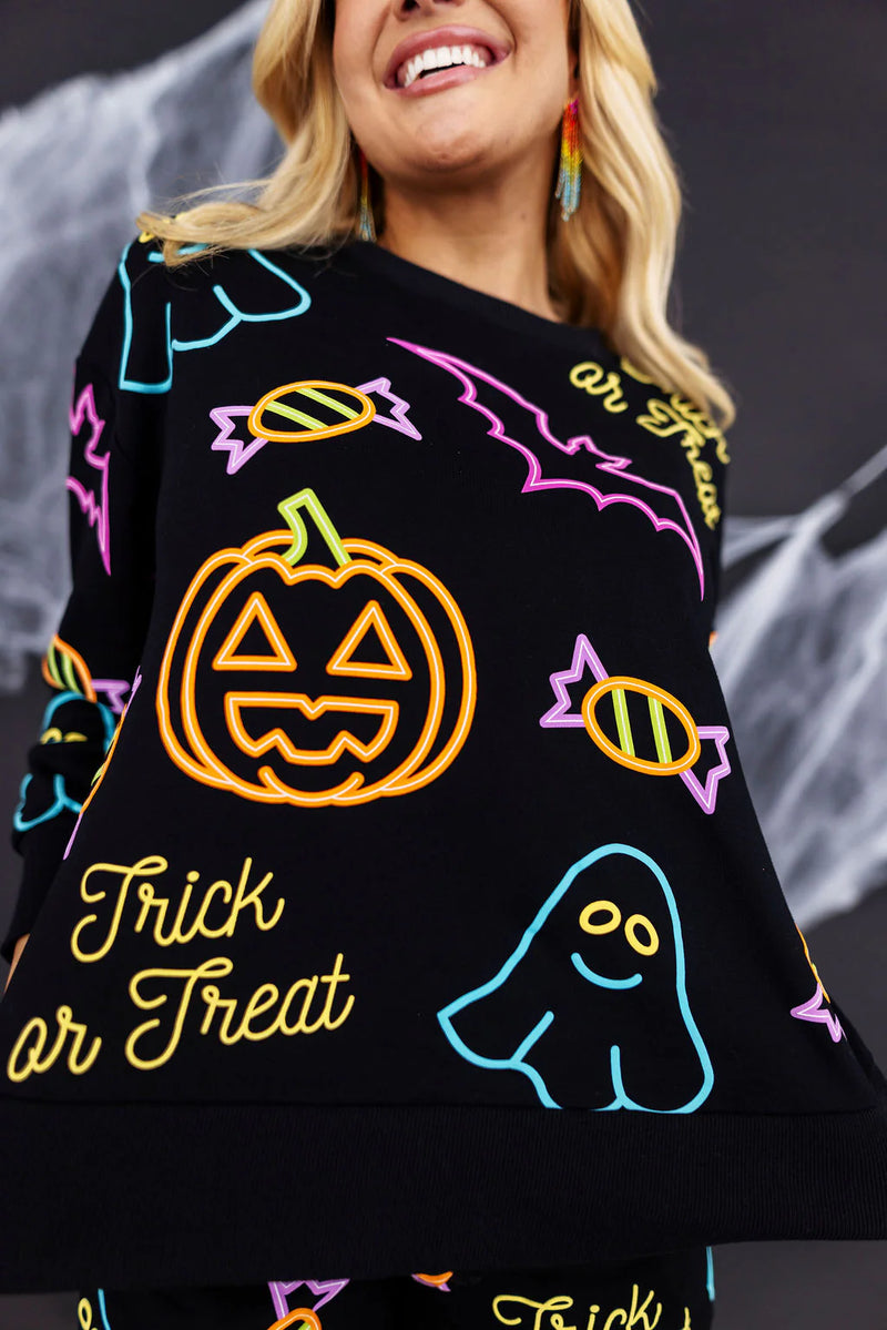 neon nights trick or treat sweatshirt