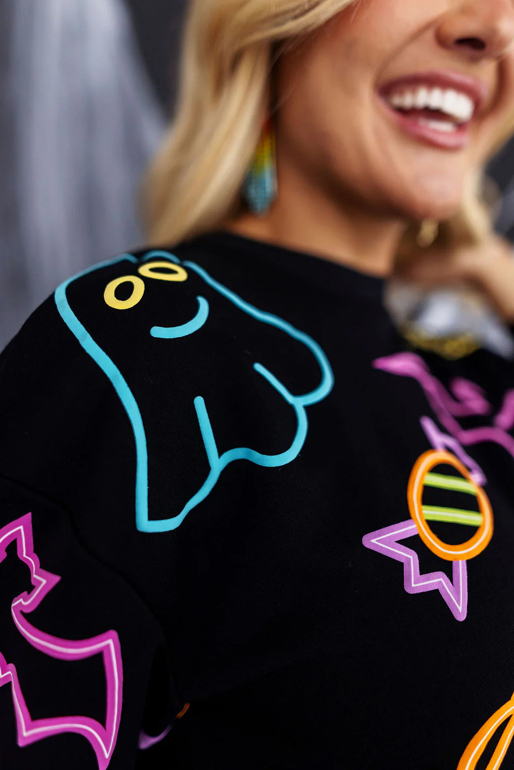 neon nights trick or treat sweatshirt
