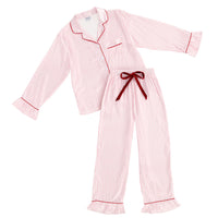 pink stripe satin sleep set
