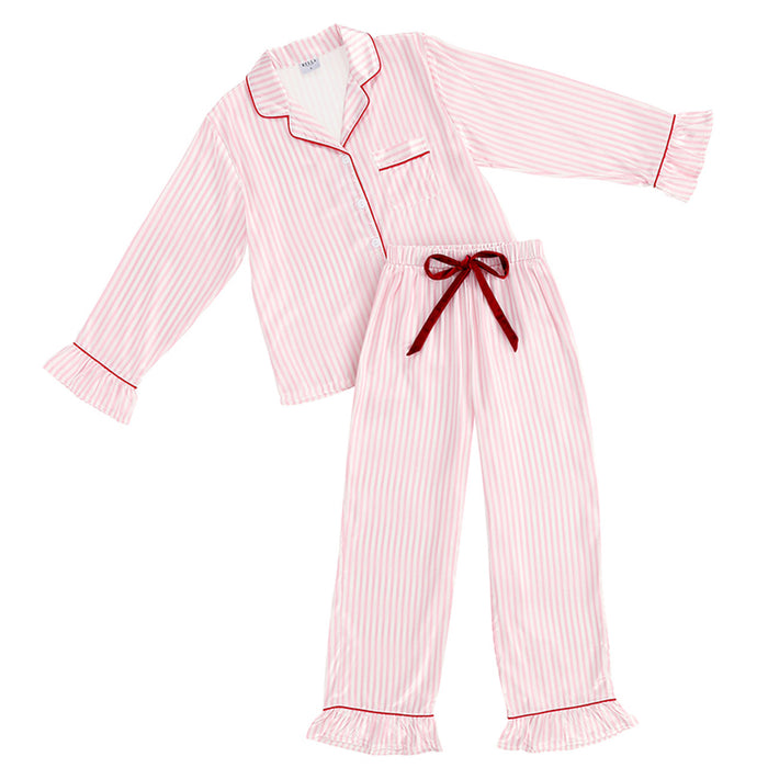 pink stripe satin sleep set