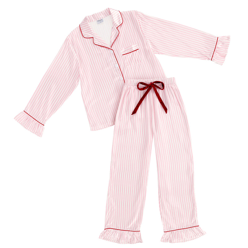 pink stripe satin sleep set