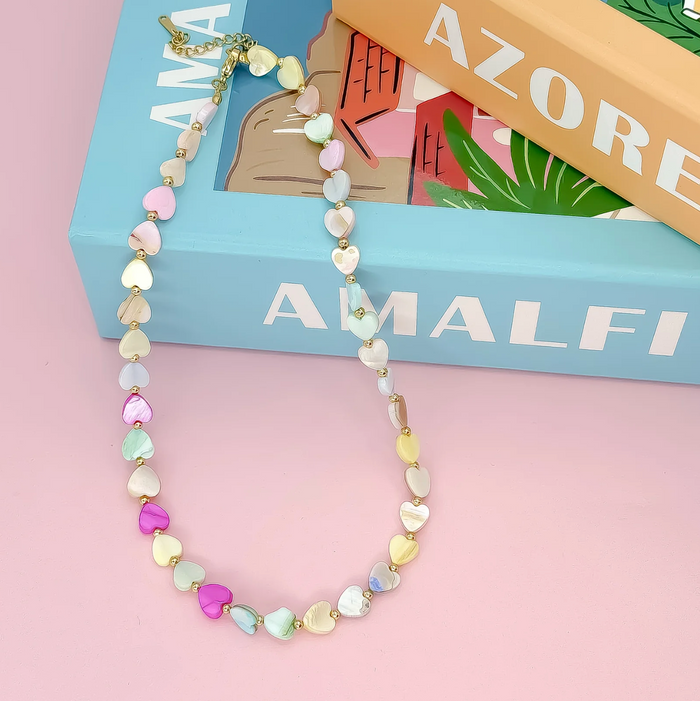 multi heart stone necklace