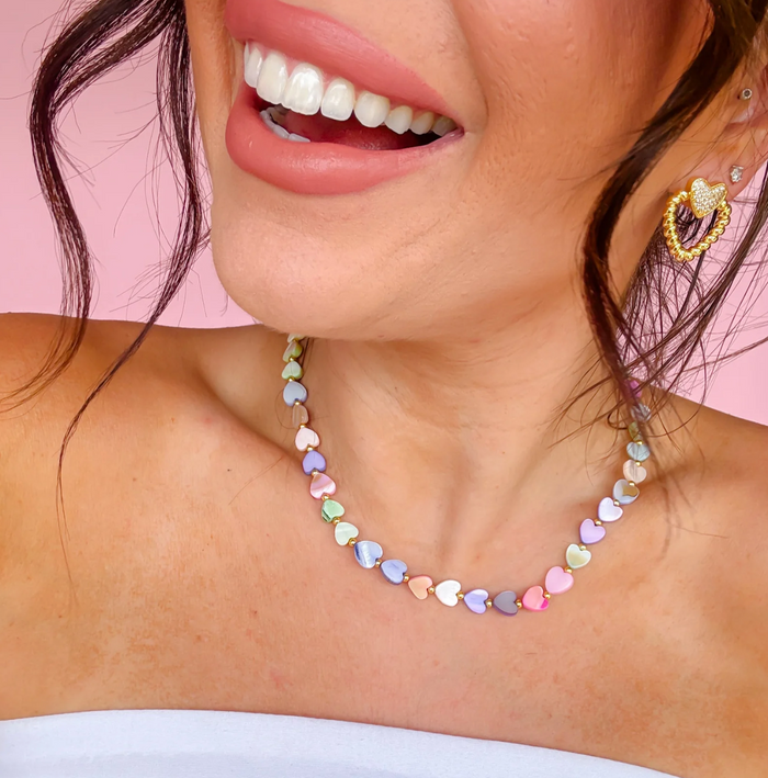 multi heart stone necklace