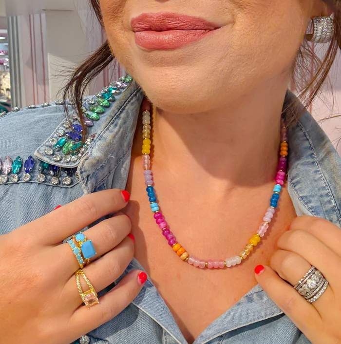 rainbow sugar gemstone necklace