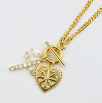 crystal heart cross charm necklace