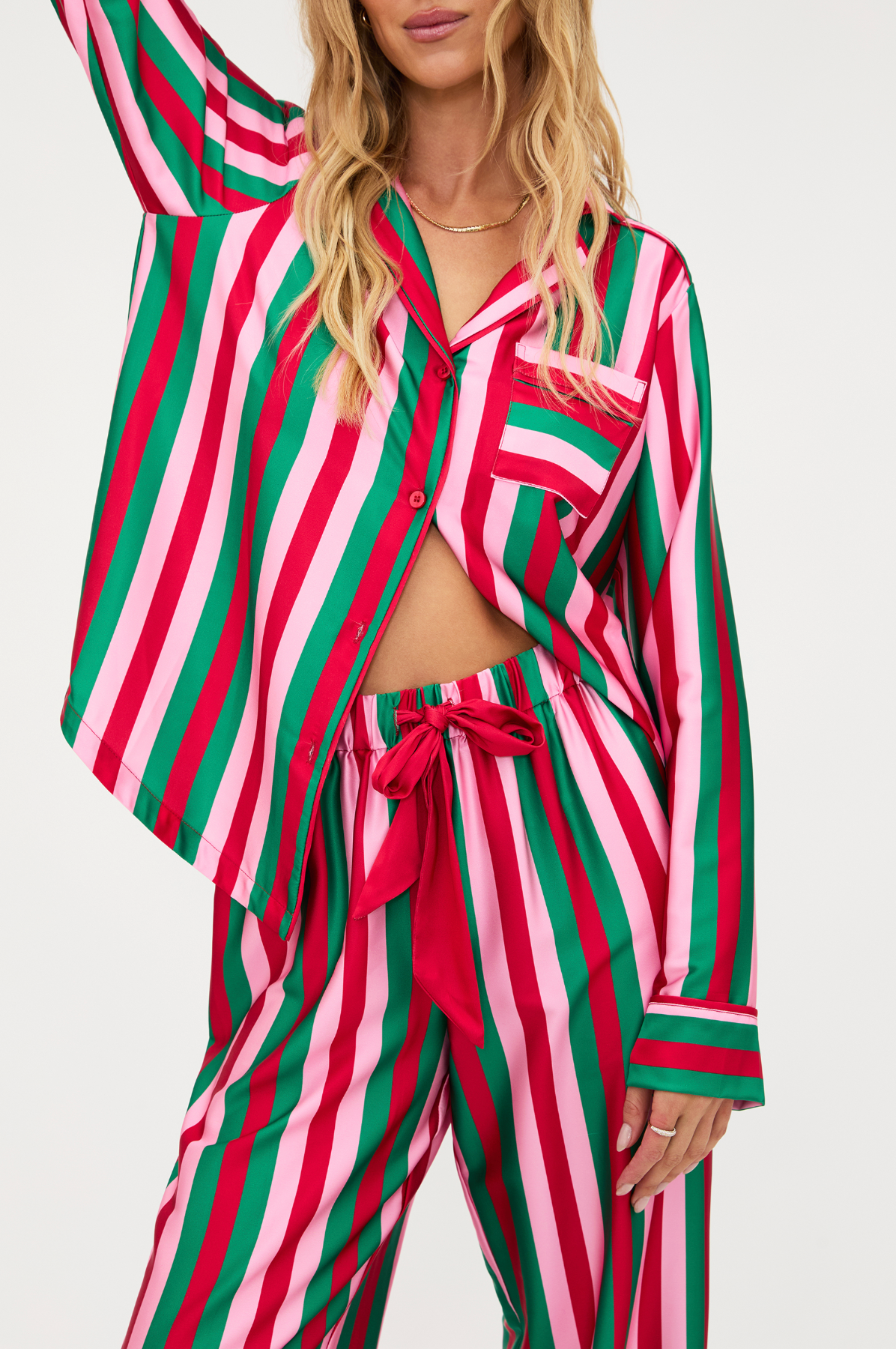 ruby stripe satin sleep set