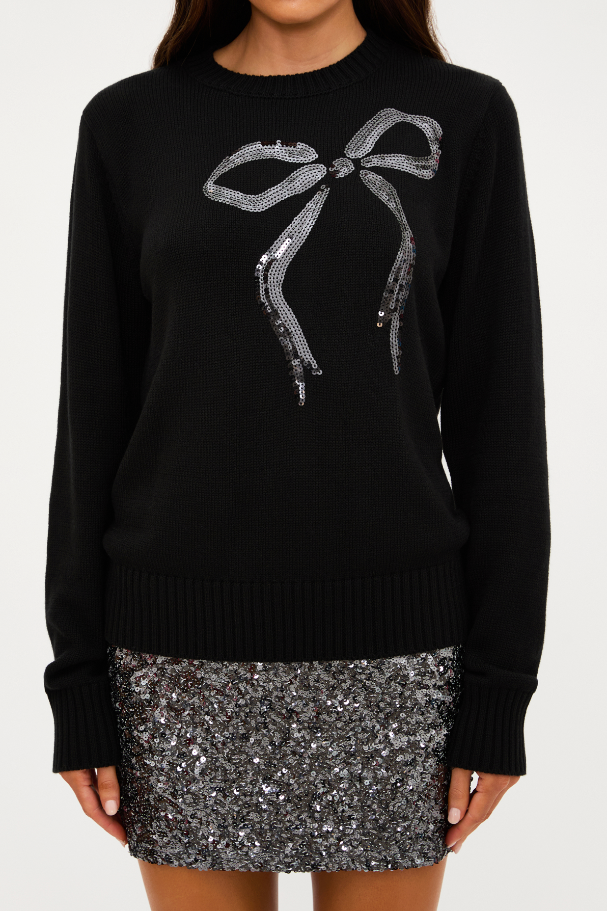 jolene black bow knit sweater