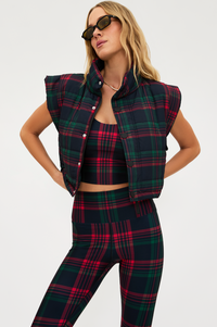 canyon cropped puffer vest | ribbon plaid