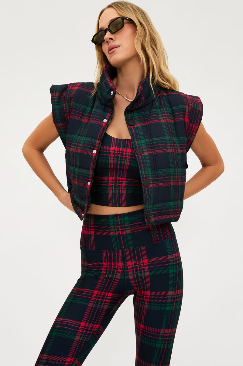 canyon cropped puffer vest | ribbon plaid