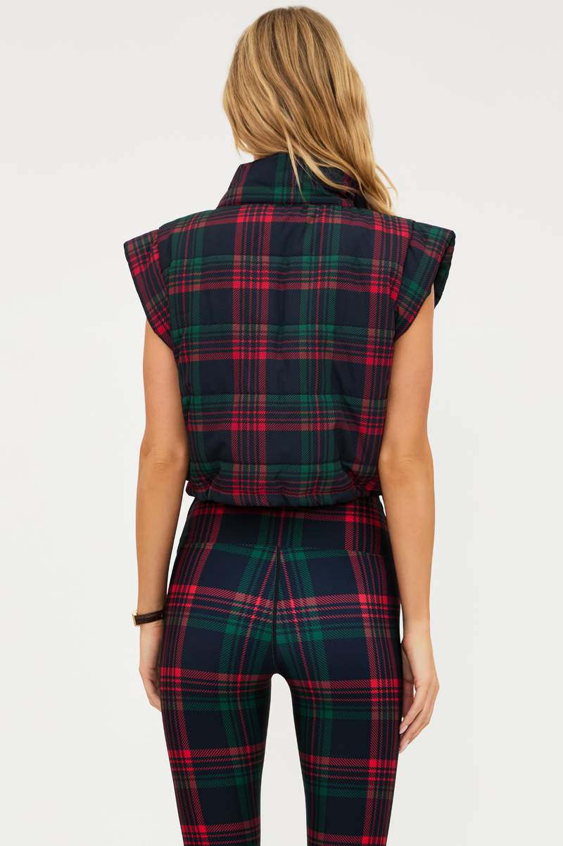 canyon cropped puffer vest | ribbon plaid