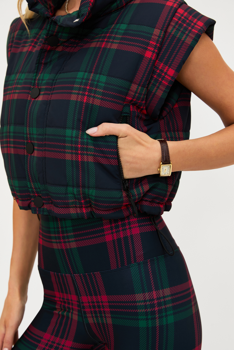 canyon cropped puffer vest | ribbon plaid
