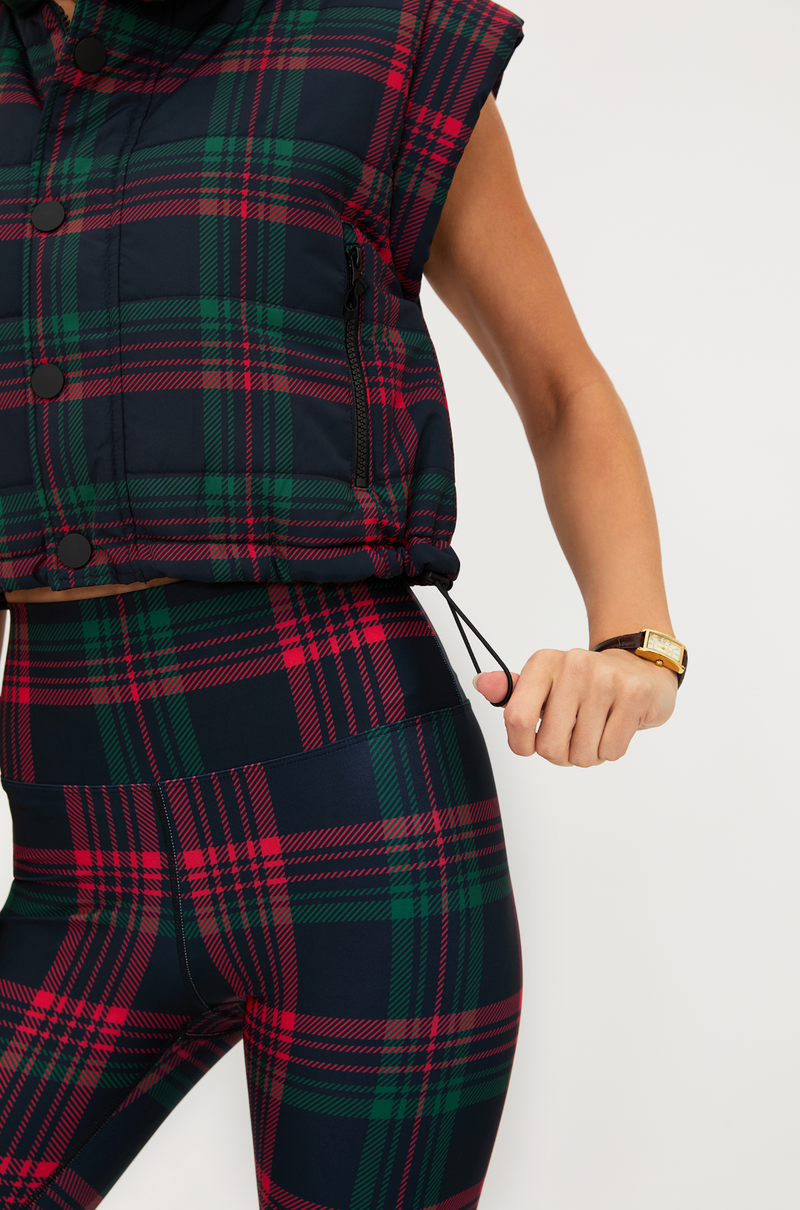 canyon cropped puffer vest | ribbon plaid
