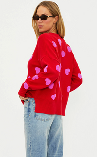 callie sweater | royal red hearts
