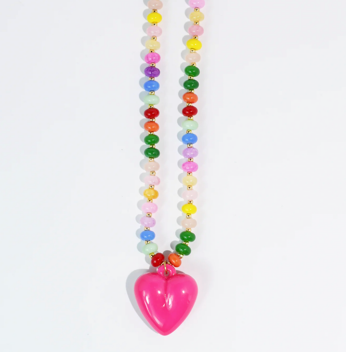 happy + colorful heart gemstone necklace