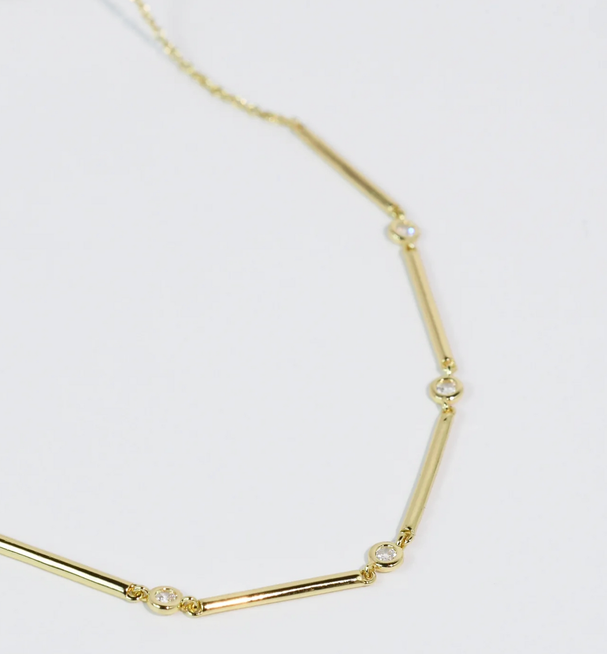 sleek crystal bar necklace