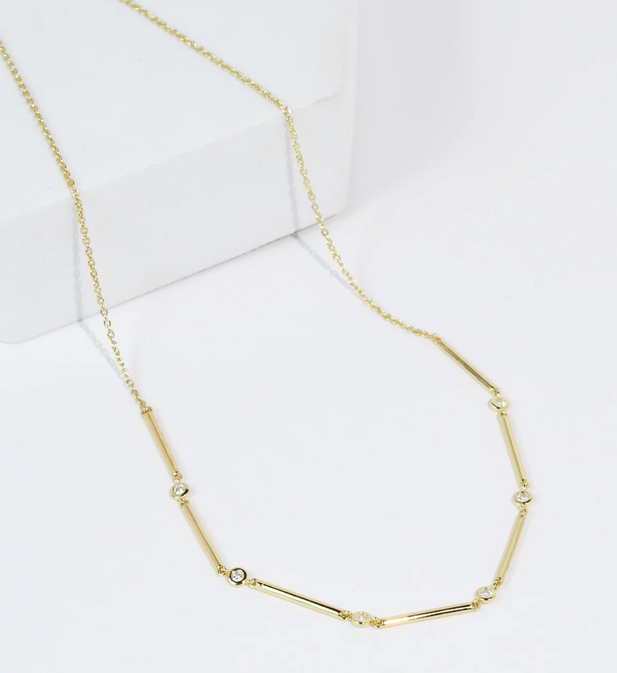 sleek crystal bar necklace
