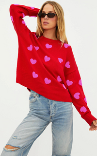 callie sweater | royal red hearts