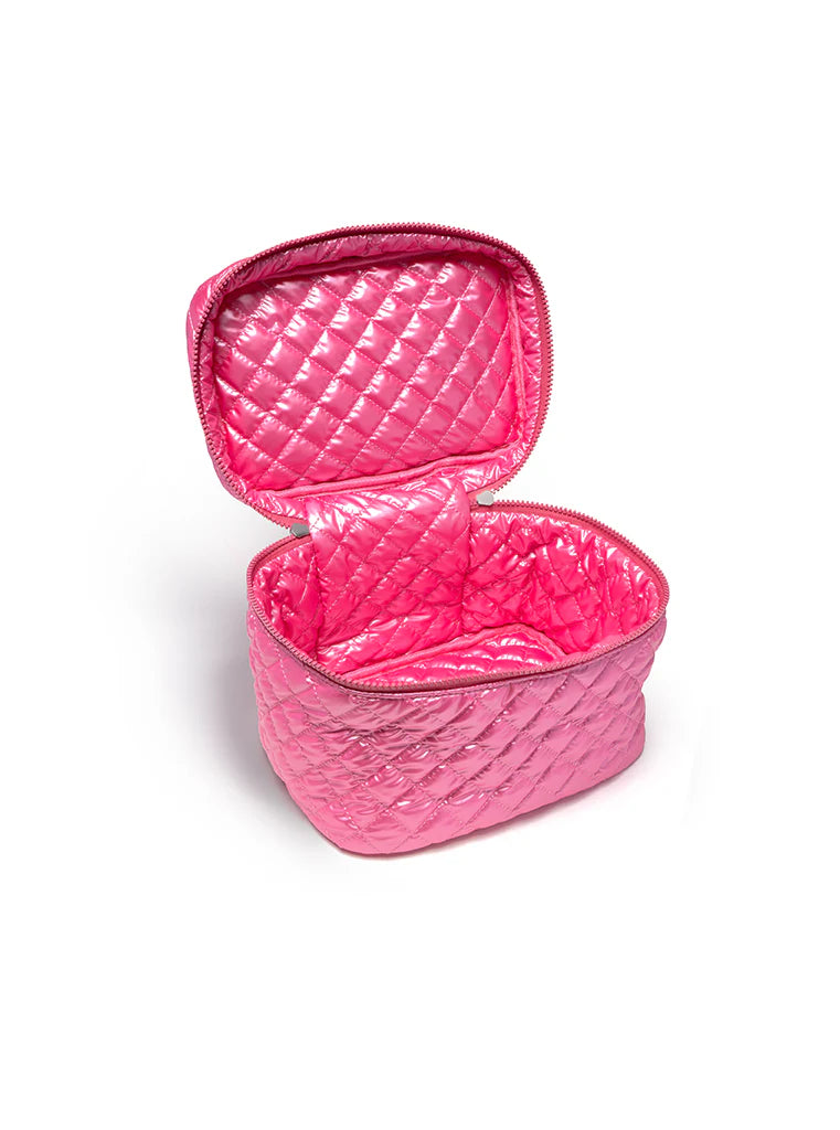pink quilted cosmetic case