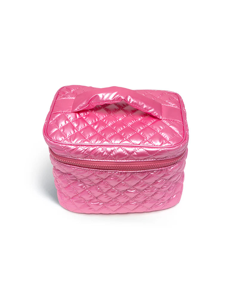 pink quilted cosmetic case