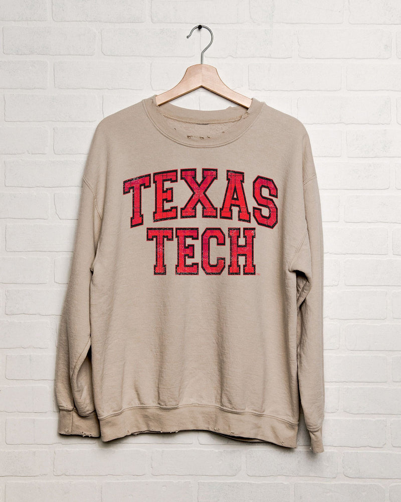 sand texas tech tartan thrifted sweatshirt