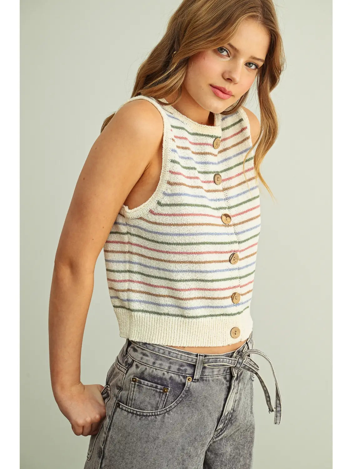 cara striped knit tank