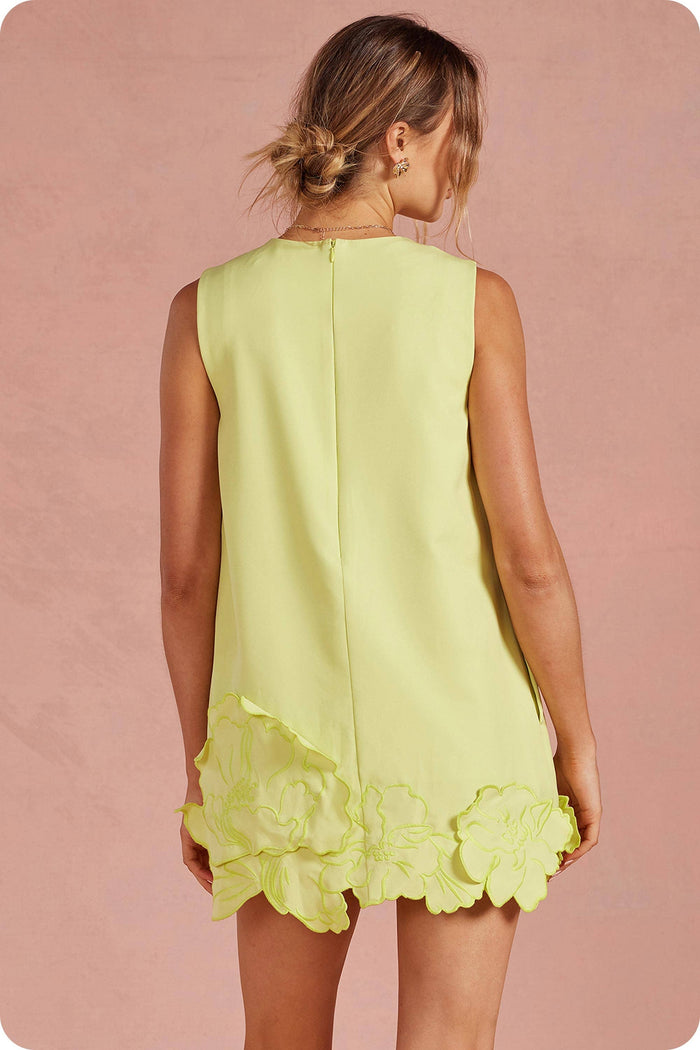 brighton 3D floral appliqué mini shift dress