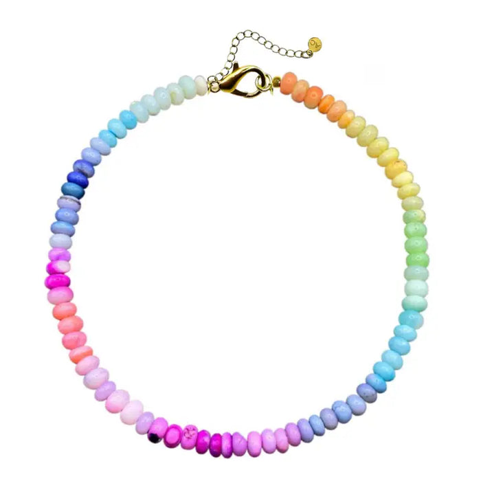 rainbow candy collar beaded necklace