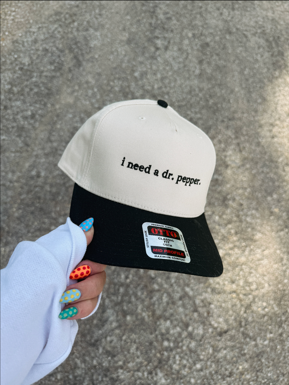 i need a dr. pepper trucker hat - cream/ black