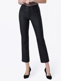 jeanne faux leather black stretch denim