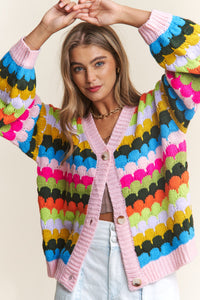 set me free rainbow scallop cardigan