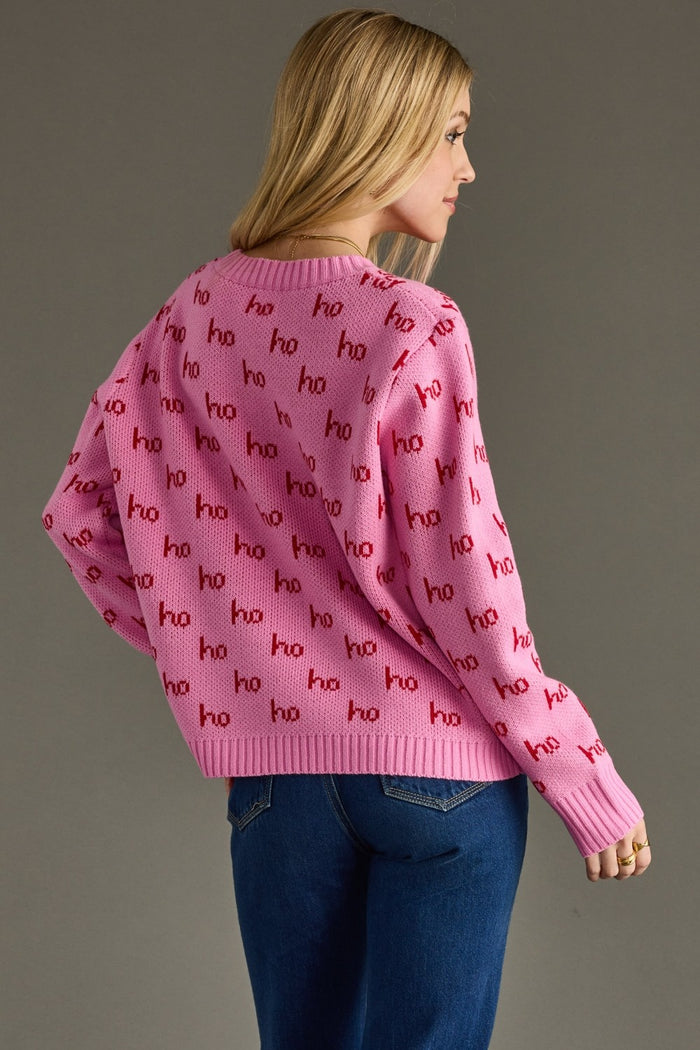 all over ho ho ho knit sweater
