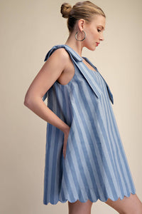 finding my way scallop stripe mini dress