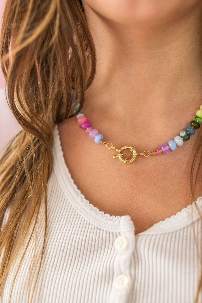 color theory rainbow beaded necklace
