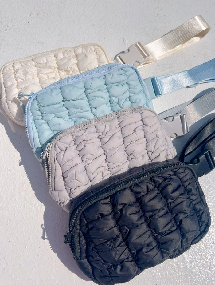 quilted puffer belt bag