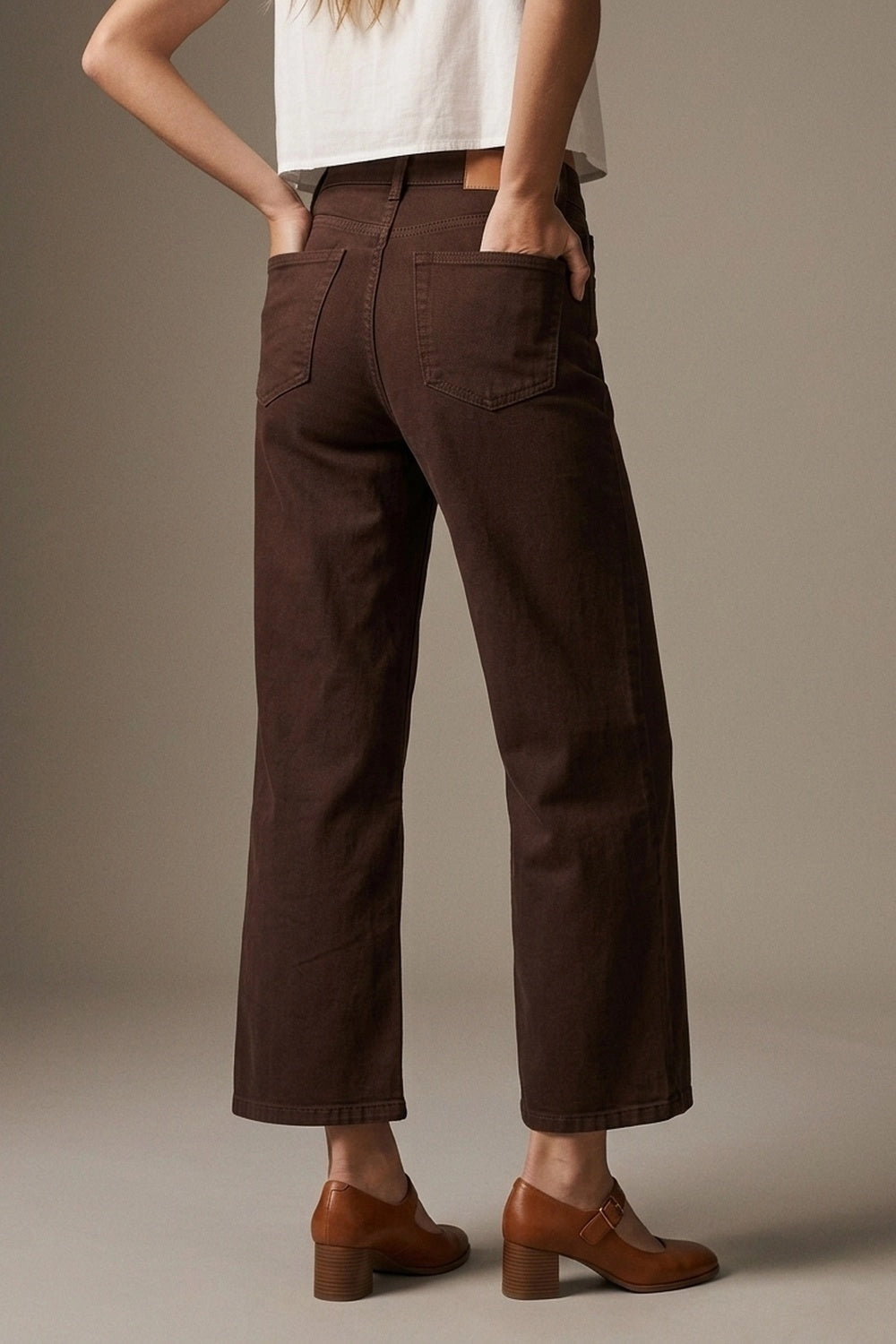 toasted wide-leg chocolate denim