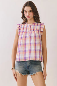 peach perfect plaid top