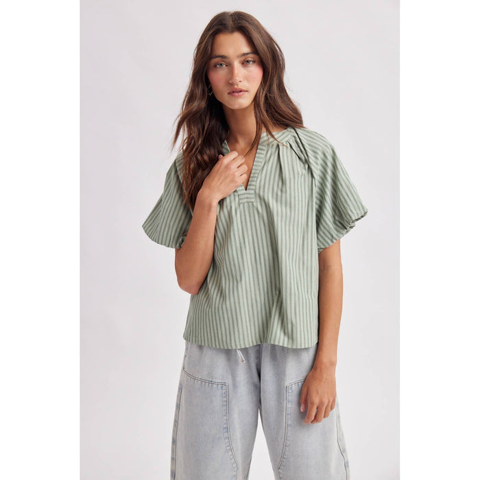 you wish striped v-neck top