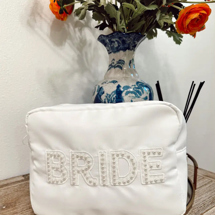 bride XL nylon bag | white pearl