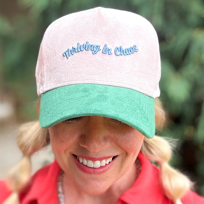 thriving in chaos suede snapback hat