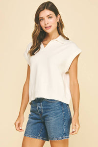 yana cap sleeve collared top