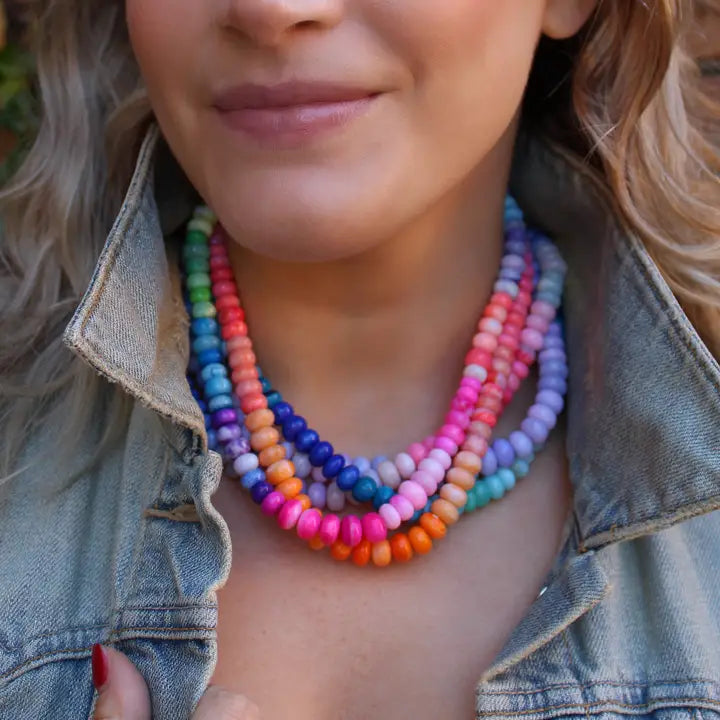 rainbow candy collar beaded necklace