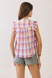peach perfect plaid top