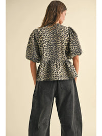 wild about you leopard denim tie top