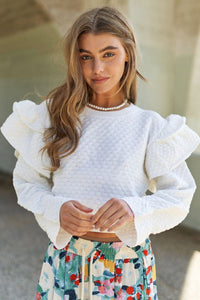 ruffle shoulder knit sweater top