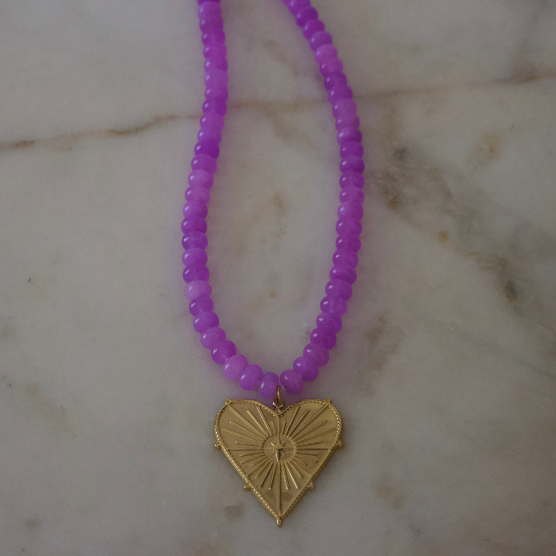 stell heart gemstone necklace
