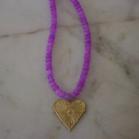 stell heart gemstone necklace