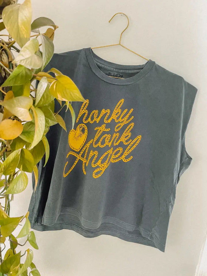 honky tonk angel cropped muscle tee