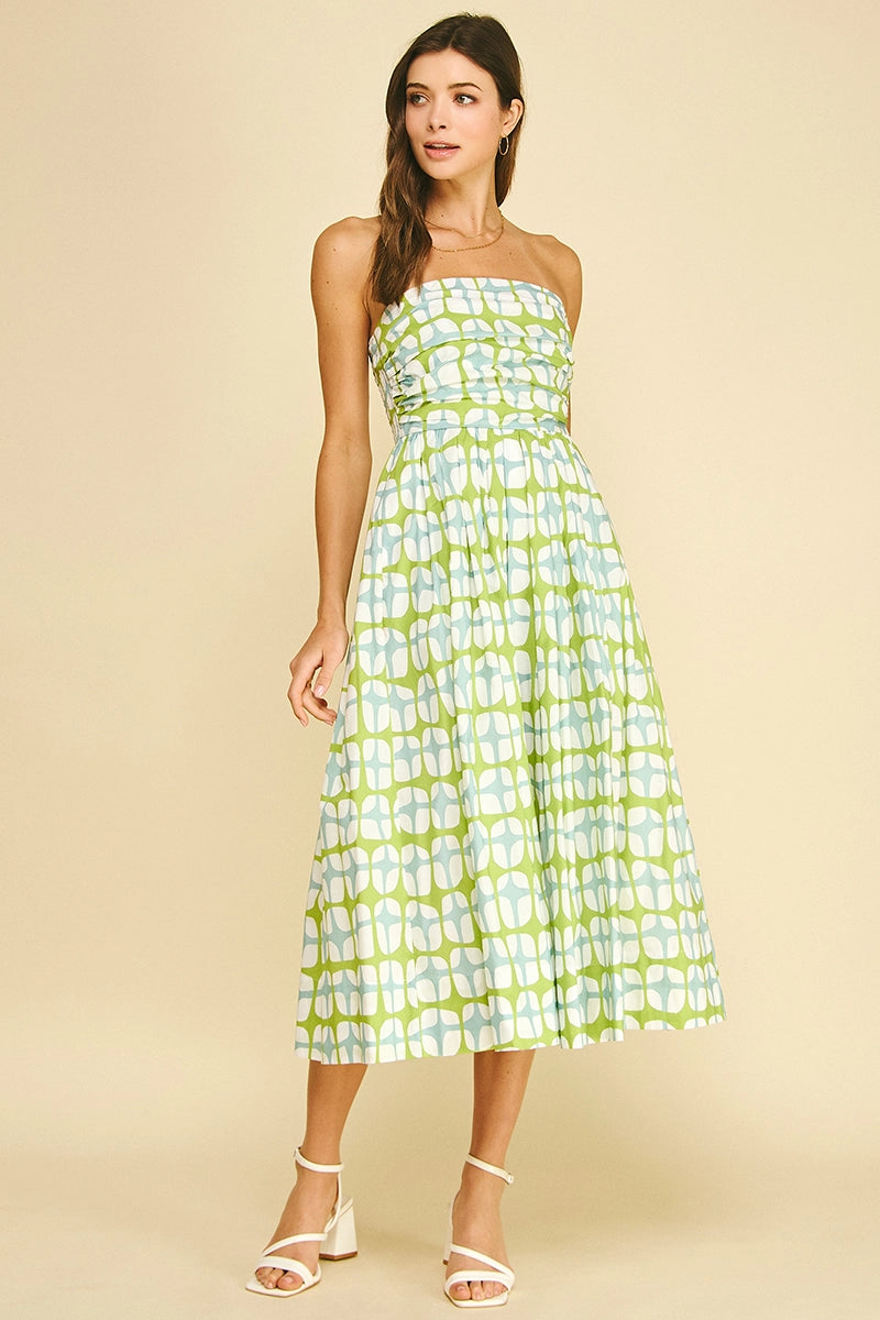 gia strapless midi dress